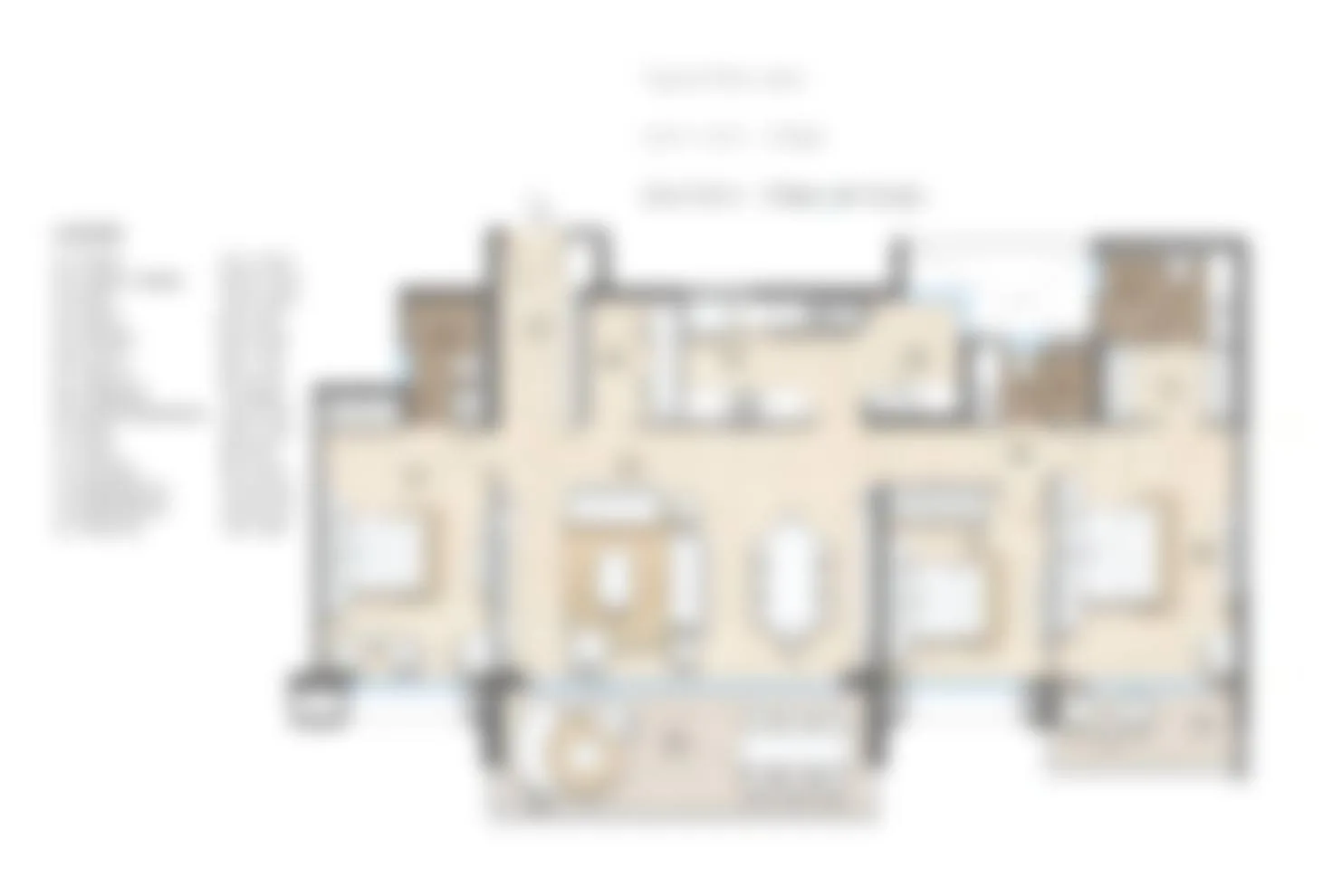 Lodha Beaumont Estate 3 Bed with Study floor plan — typical unit layout with living/dining, deck, kitchen and three bedrooms