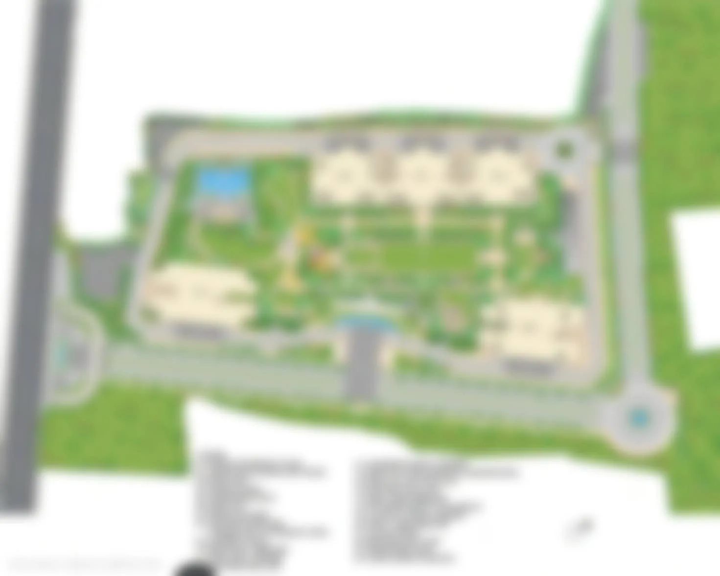 Lodha Beaumont Estate master plan — Cluster 1 (Lodha Fiorana): 5 towers, grand clubhouse, main pool and central lawn at Sadahalli, Devanahalli