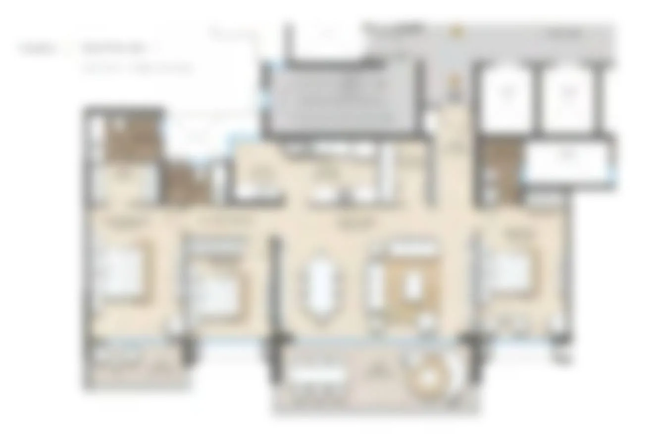 Lodha Beaumont Estate Tower D floor plan — 3 Bed with Study residence layout, Units 3 and 4