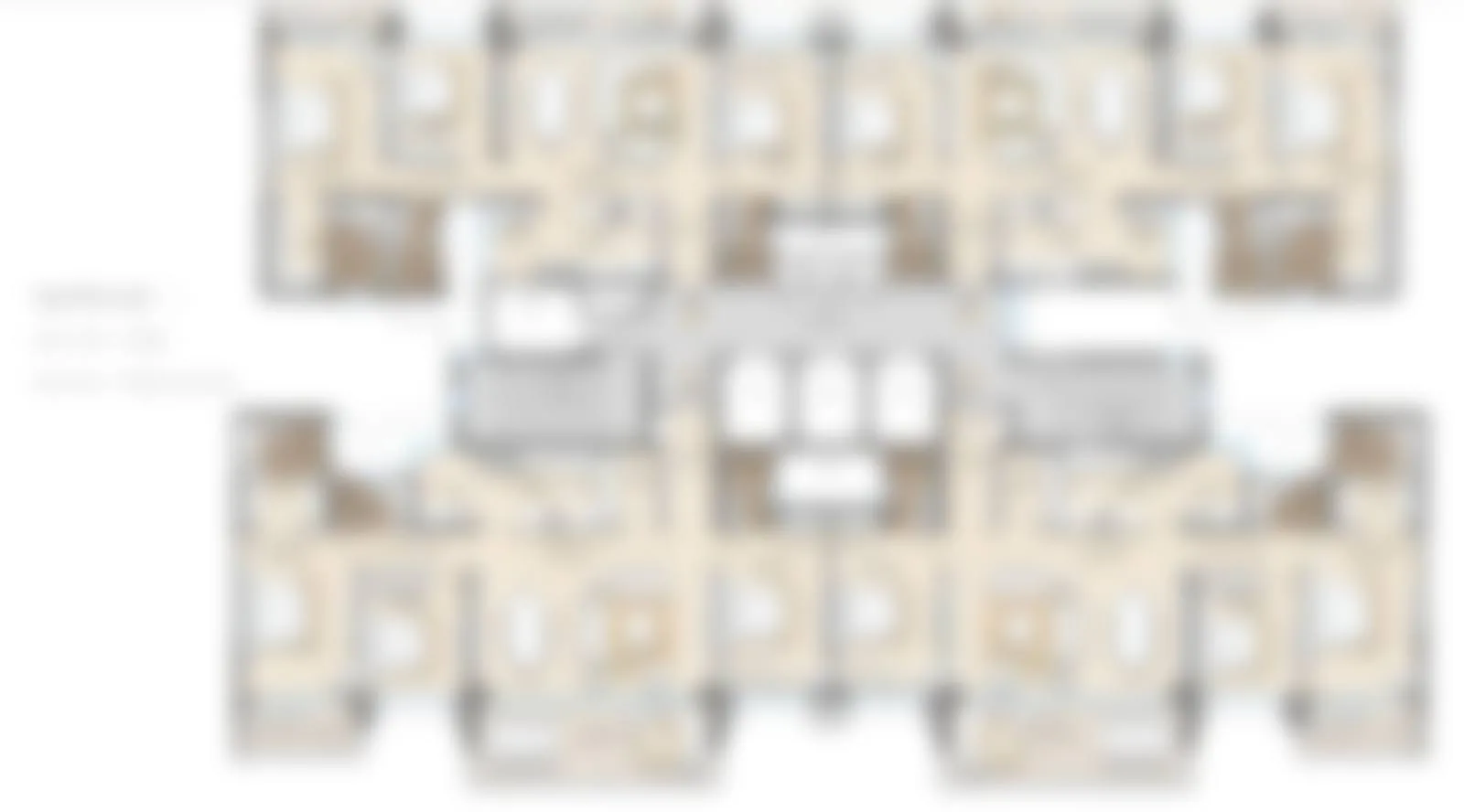Lodha Beaumont Estate typical floor plate — 3 Bed and 3 Bed with Study residences arranged around the lift lobby