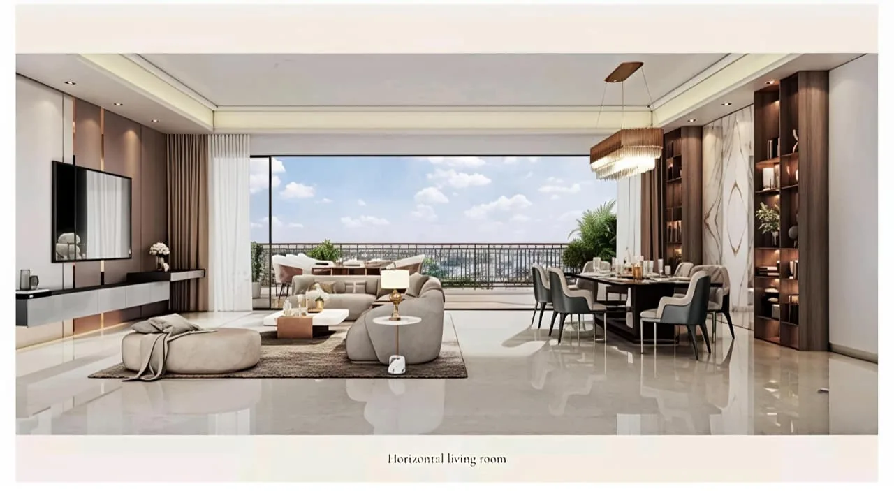 Luxury living room interior at Lodha Beaumont Estate