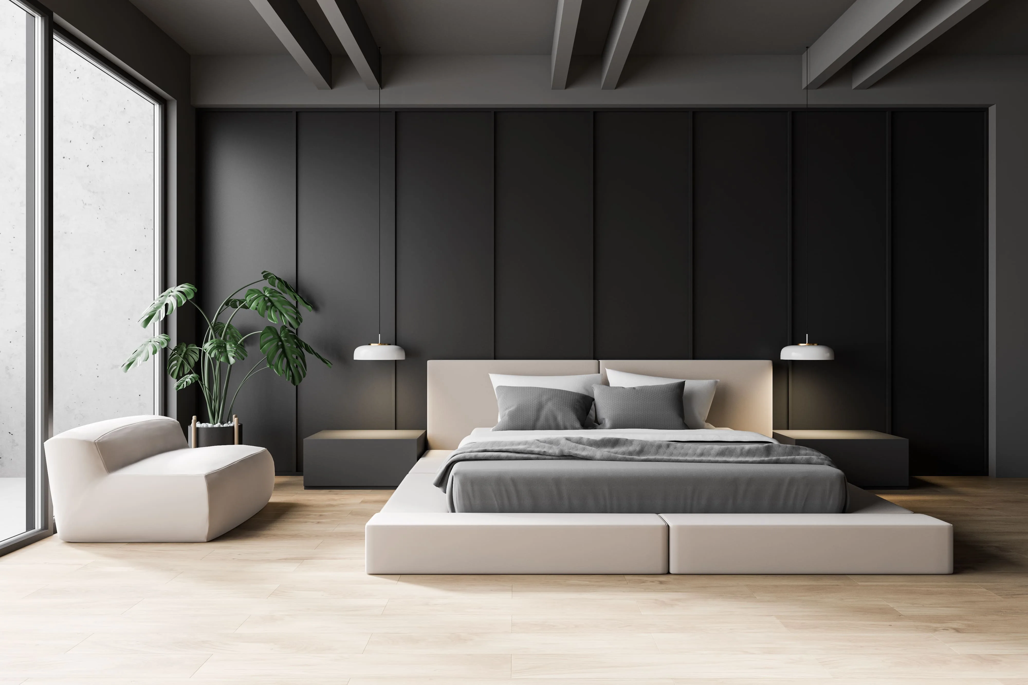 Designer bedroom interior at Lodha Beaumont Estate