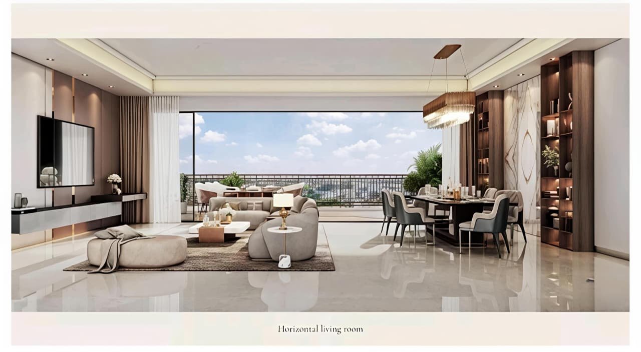 Lodha Hopefarm Whitefield large-format living room — illustrative concept